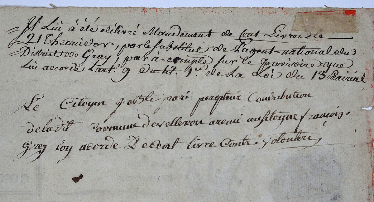 Congé de réforme militaire de 1794 | Révolution française.
Zoom sur arrière