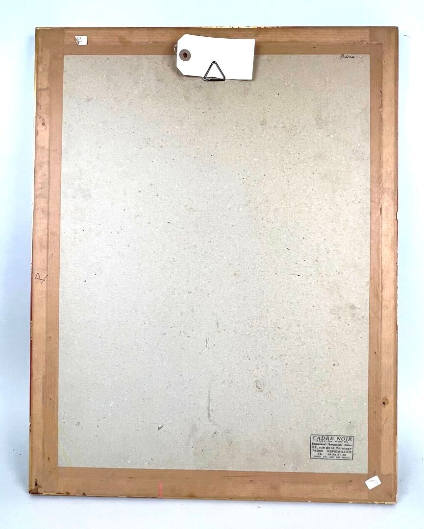 Gravure d’époque représentant le Maréchal Pétain 1919. Vue intégrale arrière du cadre.