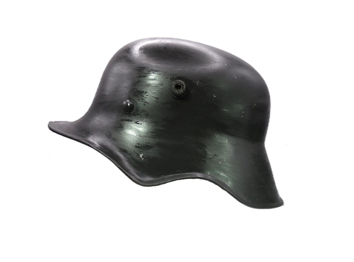 ALLEMAGNE. Réplique de casque allemand modèle 1918 à échancrure – Première Guerre mondiale coté gauche