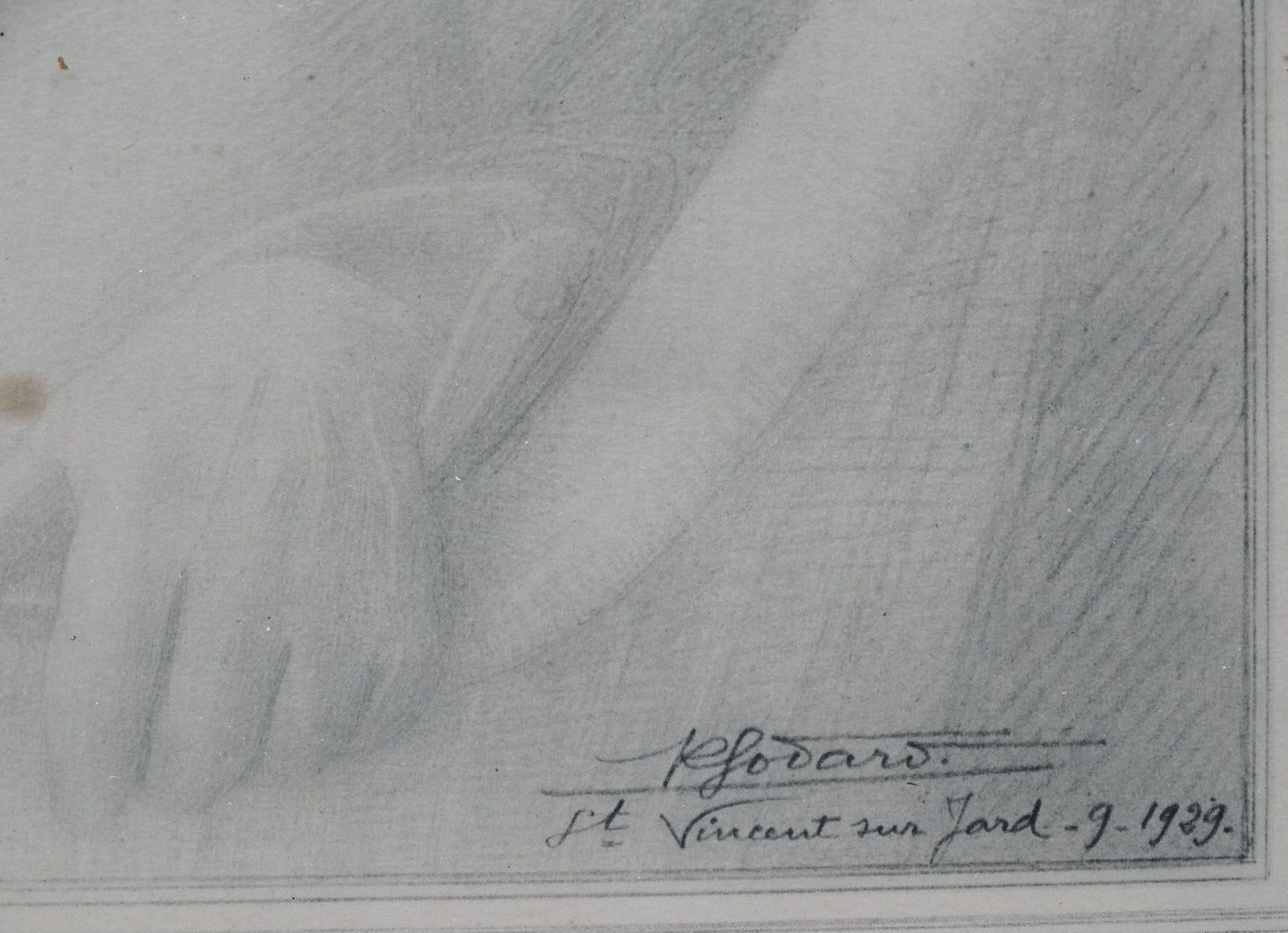 Zoom sur signature de René Godard, St Vincent sur Jard septembre 1929.