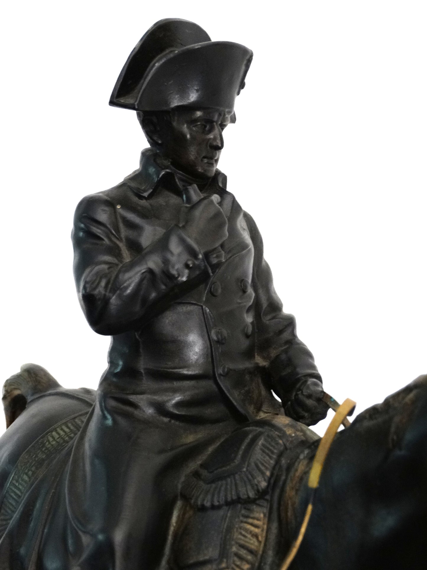 FRANCE. Napoléon à cheval – d’après Demange
Zoom sur l'Empereur Napoléon Ier coté droit avec bicorne.