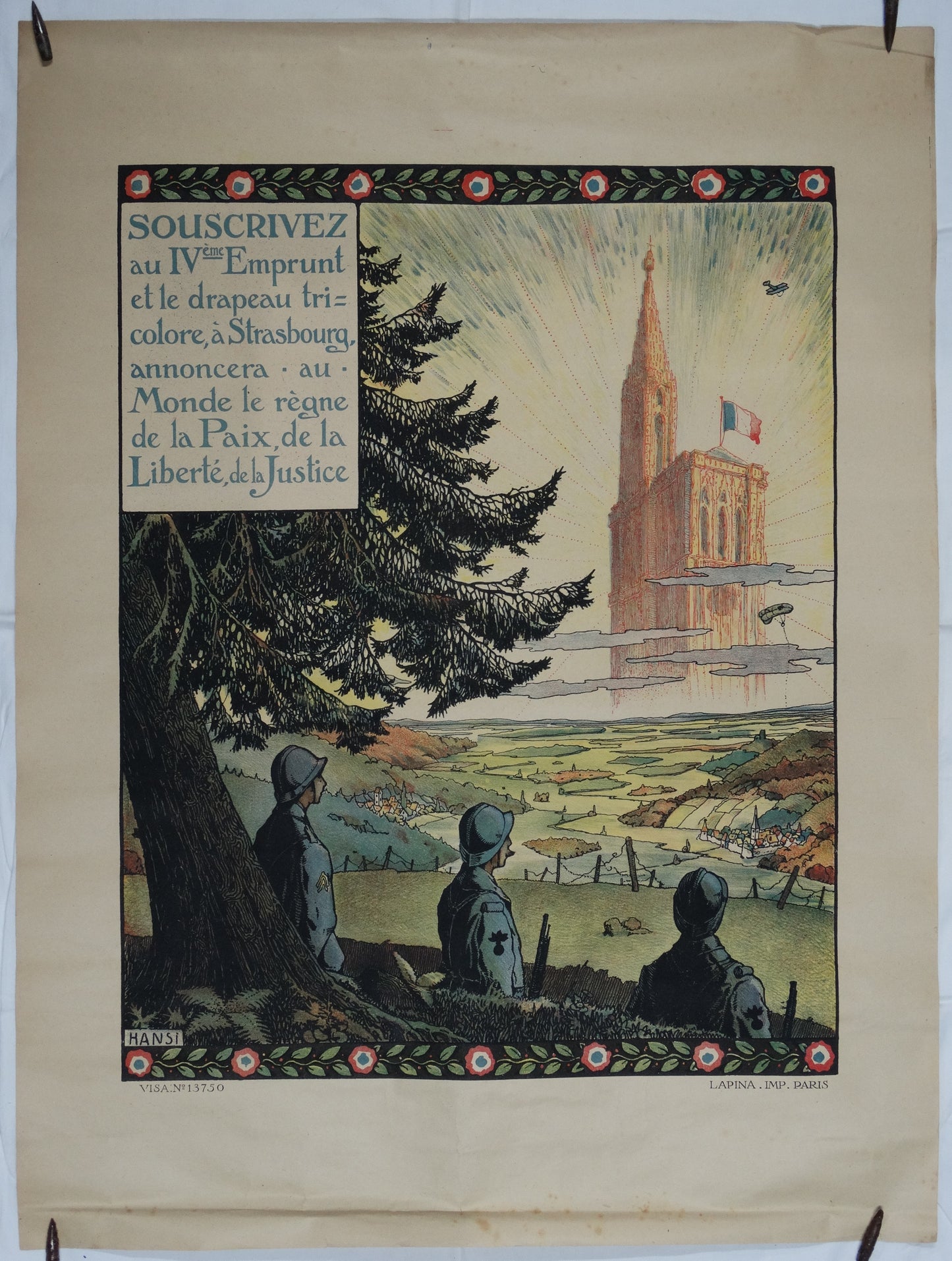 Affiche Hansi originale — Lapina Paris — Emprunt national 1917-1918.
Vue intégrale.