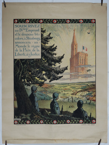 Affiche Hansi originale — Lapina Paris — Emprunt national 1917-1918.
Vue intégrale.