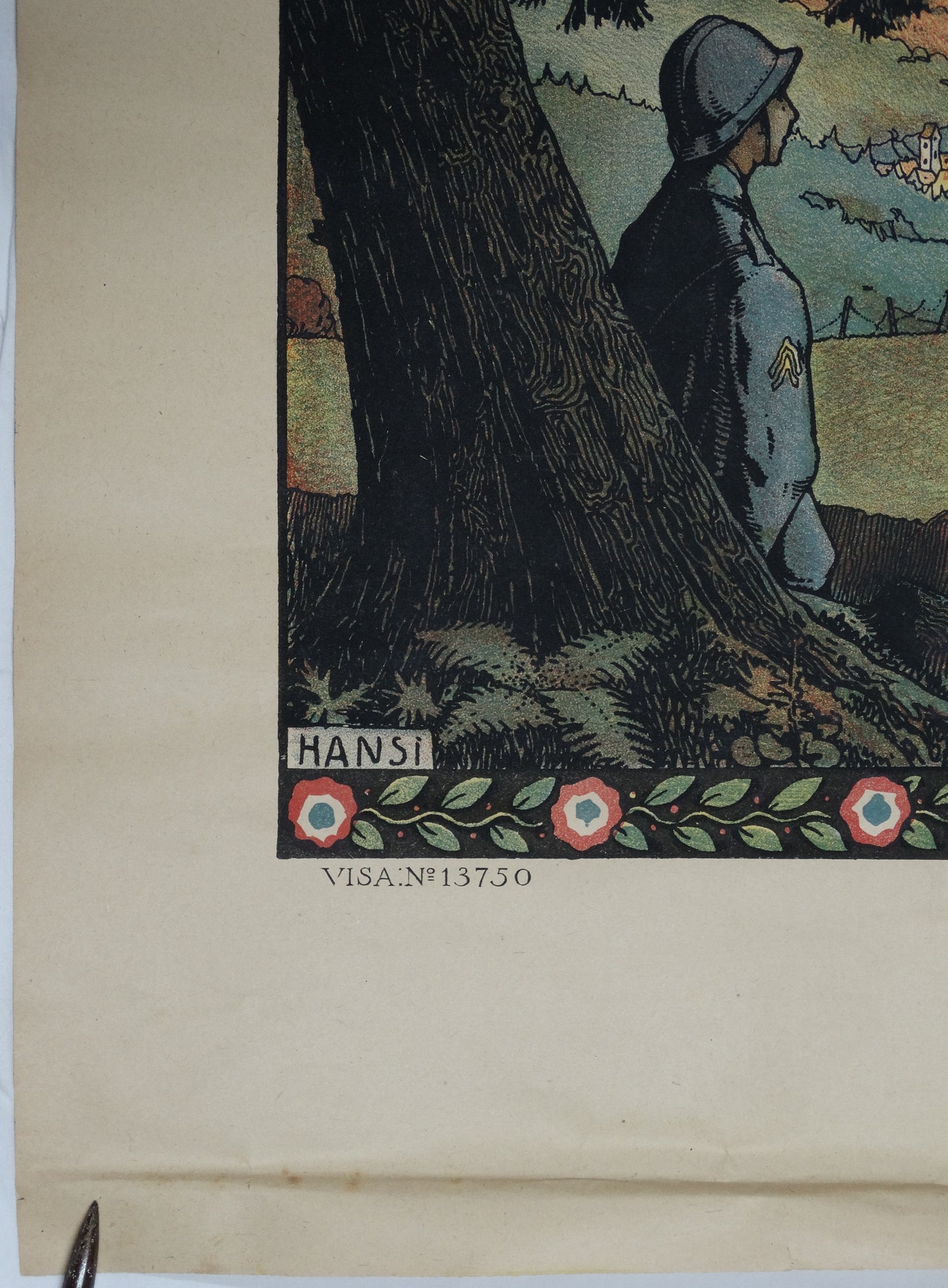 Affiche Hansi originale — Lapina Paris — Emprunt national 1917-1918.
Zoom coin bas gauche.