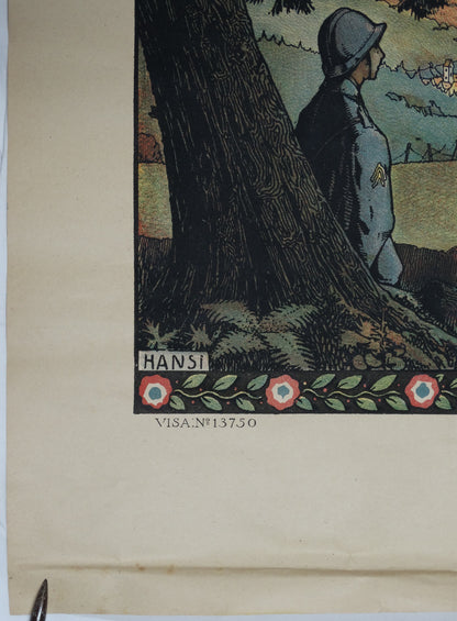 Affiche Hansi originale — Lapina Paris — Emprunt national 1917-1918.
Zoom coin bas gauche.