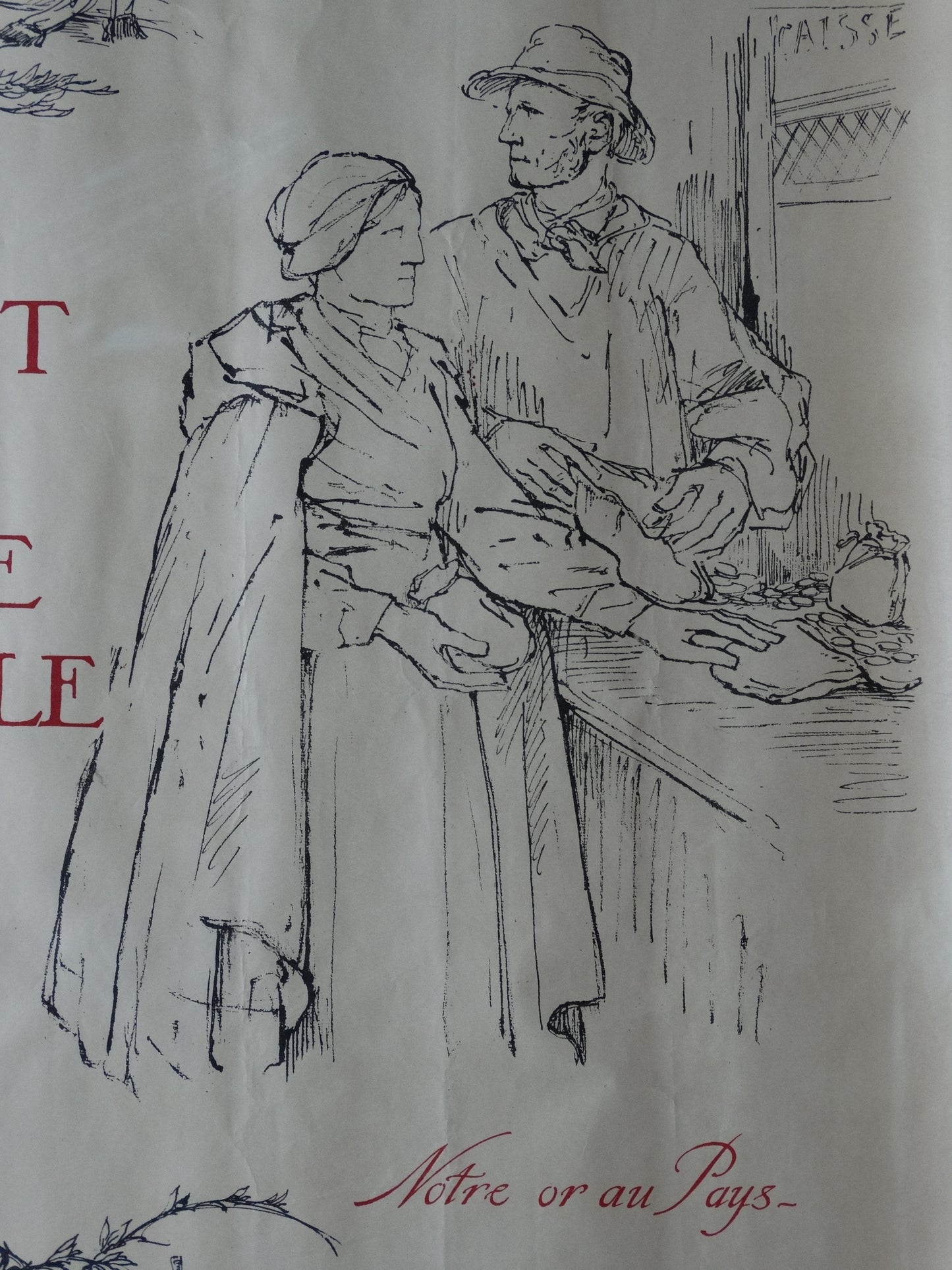 Affiche illustrée par Bernard Naudin — Emprunt de la Défense Nationale — Première Guerre mondiale. Zoom sur élément droit.