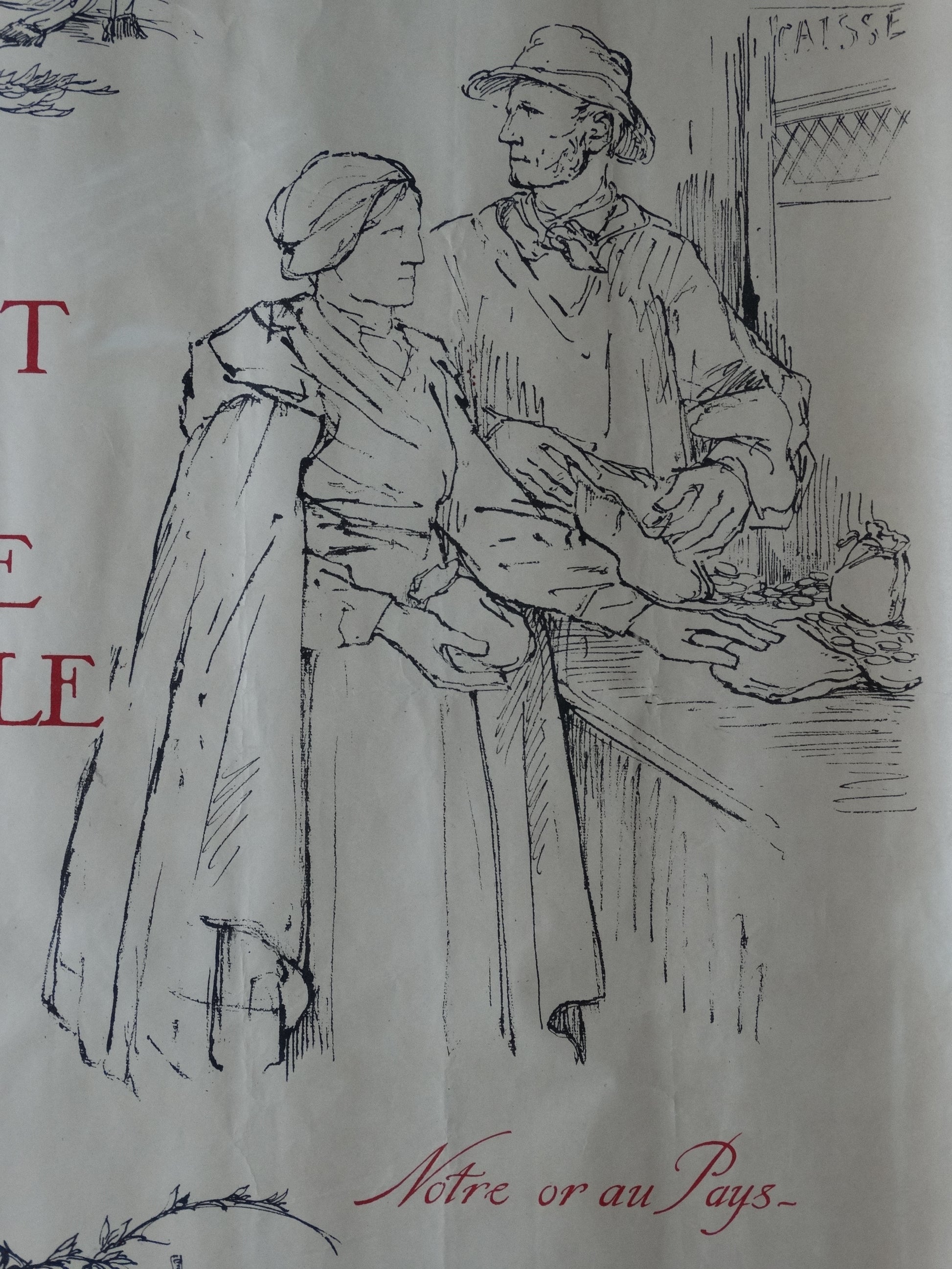Affiche illustrée par Bernard Naudin — Emprunt de la Défense Nationale — Première Guerre mondiale. Zoom sur élément droit.