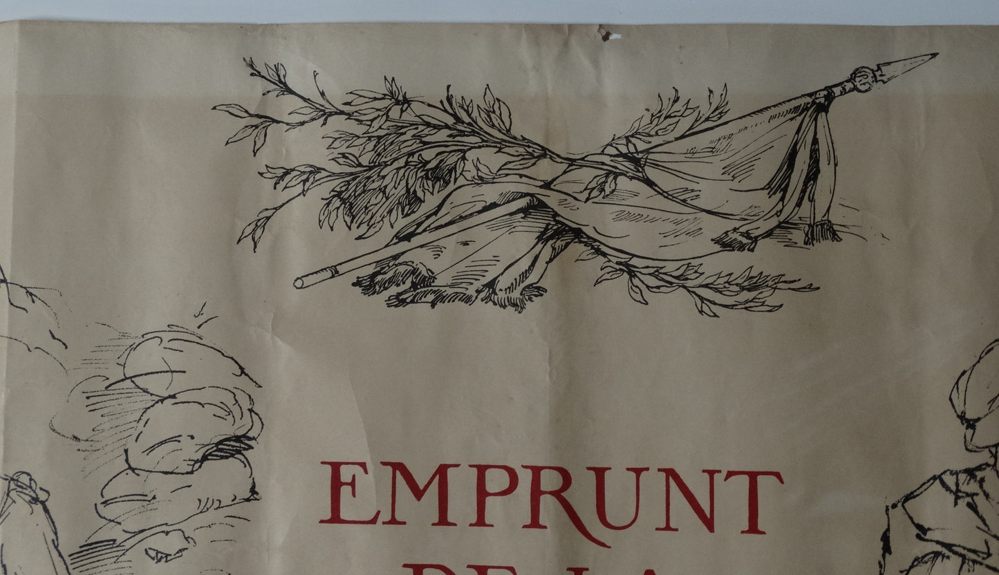 Affiche illustrée par Bernard Naudin — Emprunt de la Défense Nationale — Première Guerre mondiale. Zoom sur milieu haut.