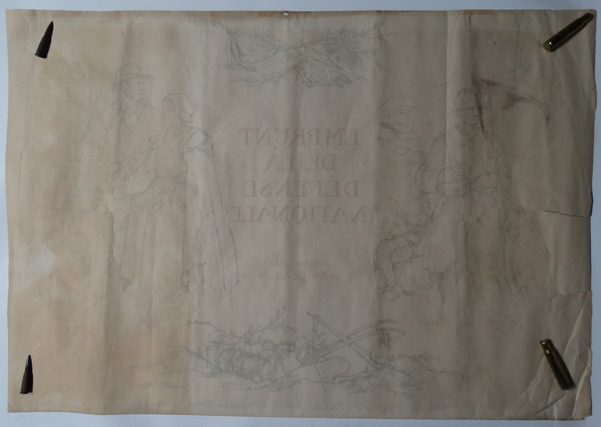 Affiche illustrée par Bernard Naudin — Emprunt de la Défense Nationale — Première Guerre mondiale. Vue intégrale arrière