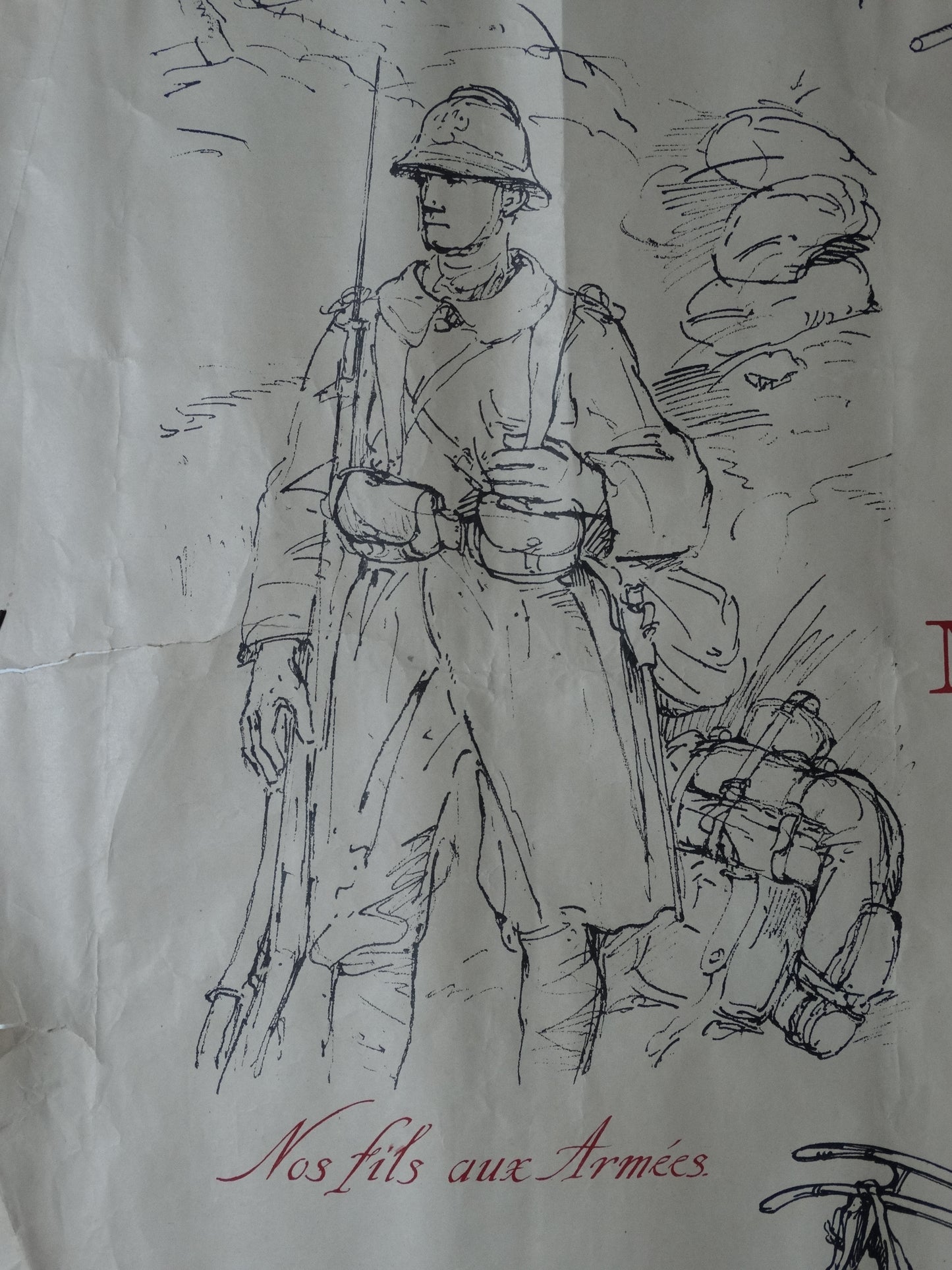 Affiche illustrée par Bernard Naudin — Emprunt de la Défense Nationale — Première Guerre mondiale. Zoom sur élément gauche