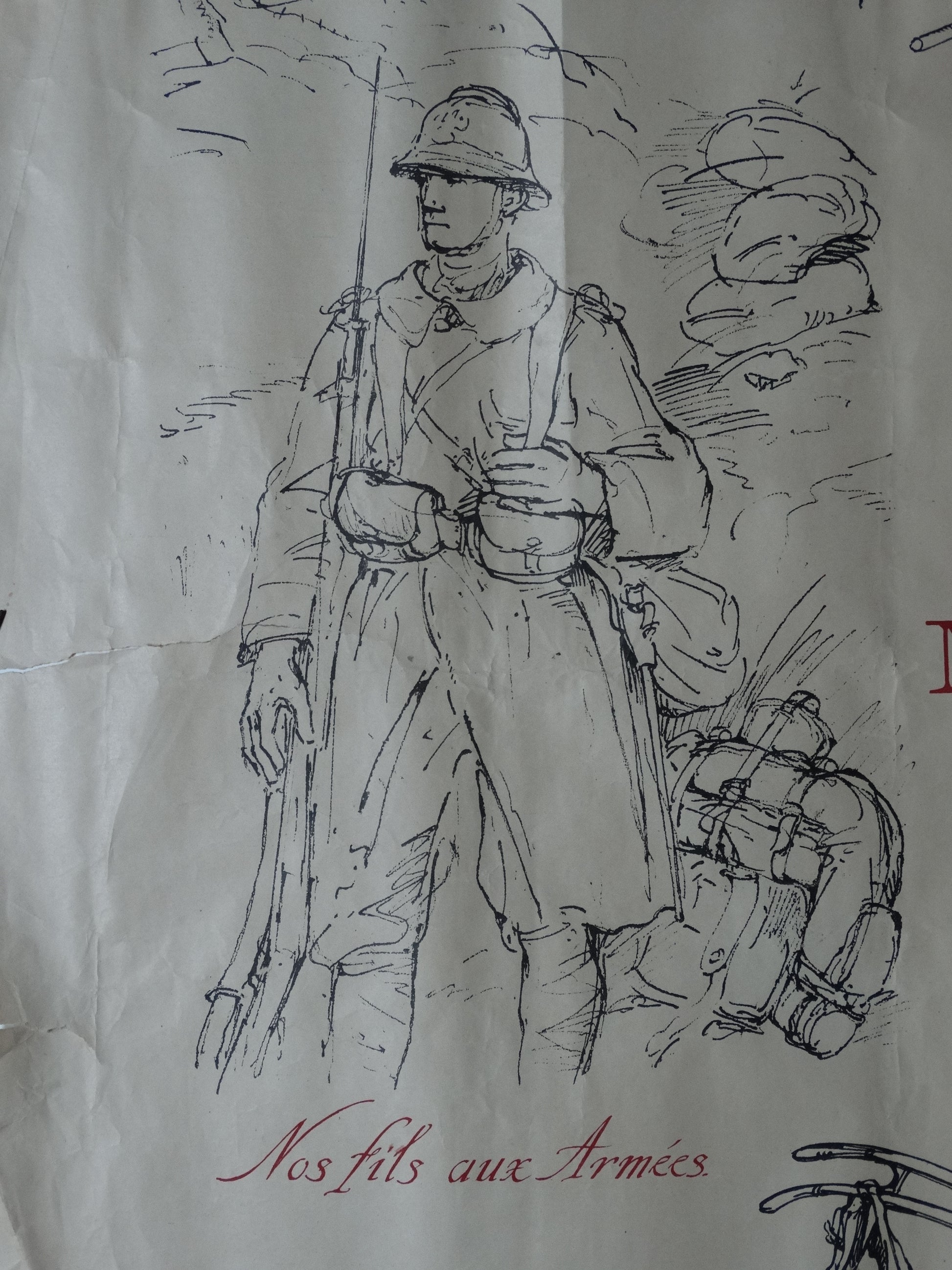 Affiche illustrée par Bernard Naudin — Emprunt de la Défense Nationale — Première Guerre mondiale. Zoom sur élément gauche