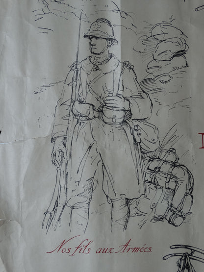 Affiche illustrée par Bernard Naudin — Emprunt de la Défense Nationale — Première Guerre mondiale. Zoom sur élément gauche