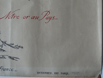 Affiche illustrée par Bernard Naudin — Emprunt de la Défense Nationale — Première Guerre mondiale. Zoom sur coin bas droit