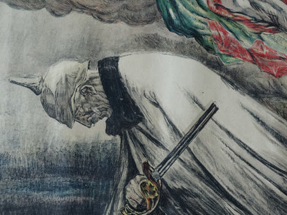 Affiche originale – L’Emprunt de la Libération – Abel Faivre – Imprimeries Lapina & Crété – Première Guerre mondiale. Zoom Kaiser Guillaume II