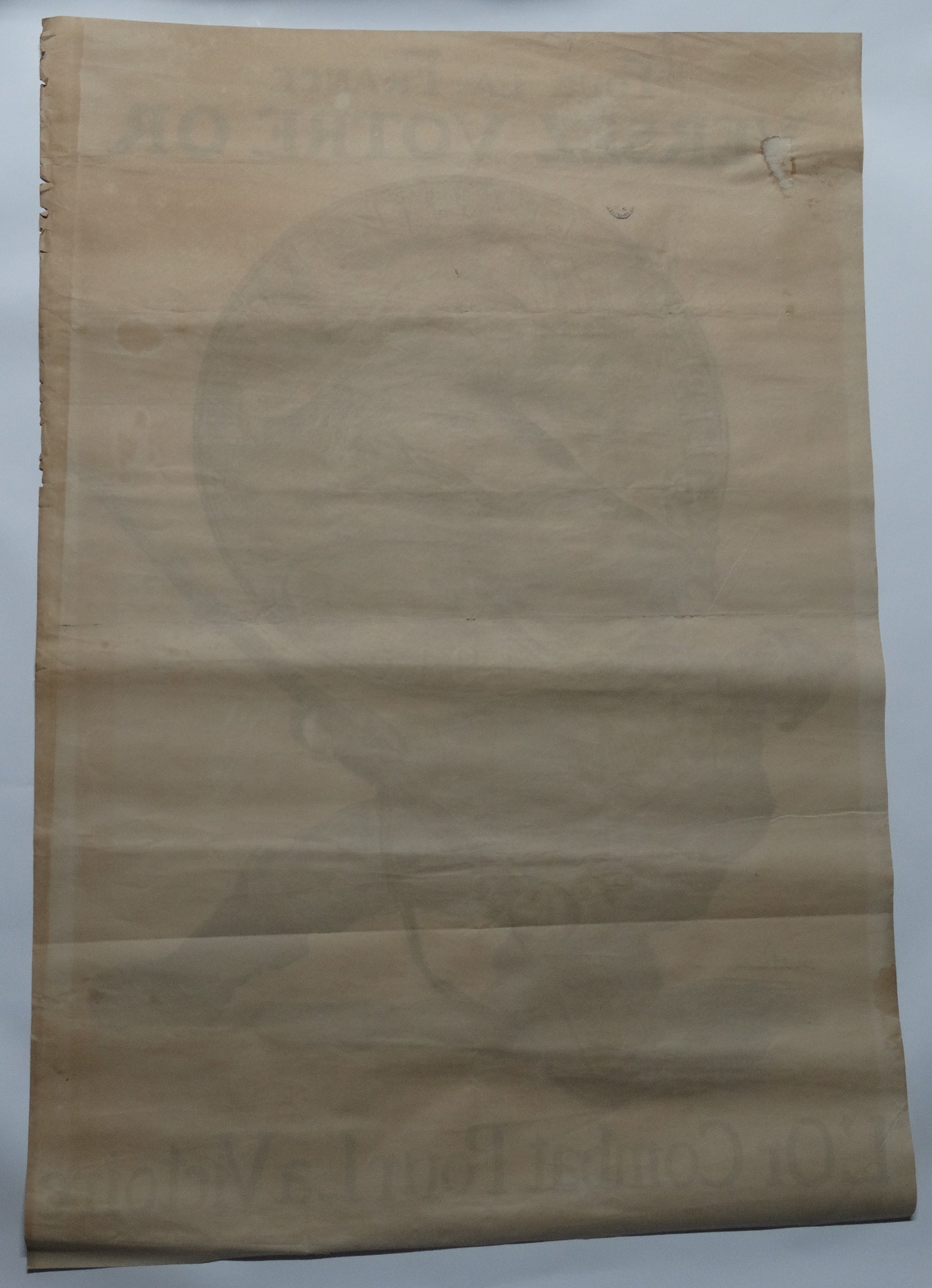 Affiche originale WW1 « Pour la France, versez votre or » – Abel Faivre – 1915 – Devambez. Vue intégrale arrière.