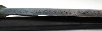Baïonnette Chassepot 1866 Saint-Étienne 1876 | Fourreau monomatricule.
Zoom sur marquage plat de lame