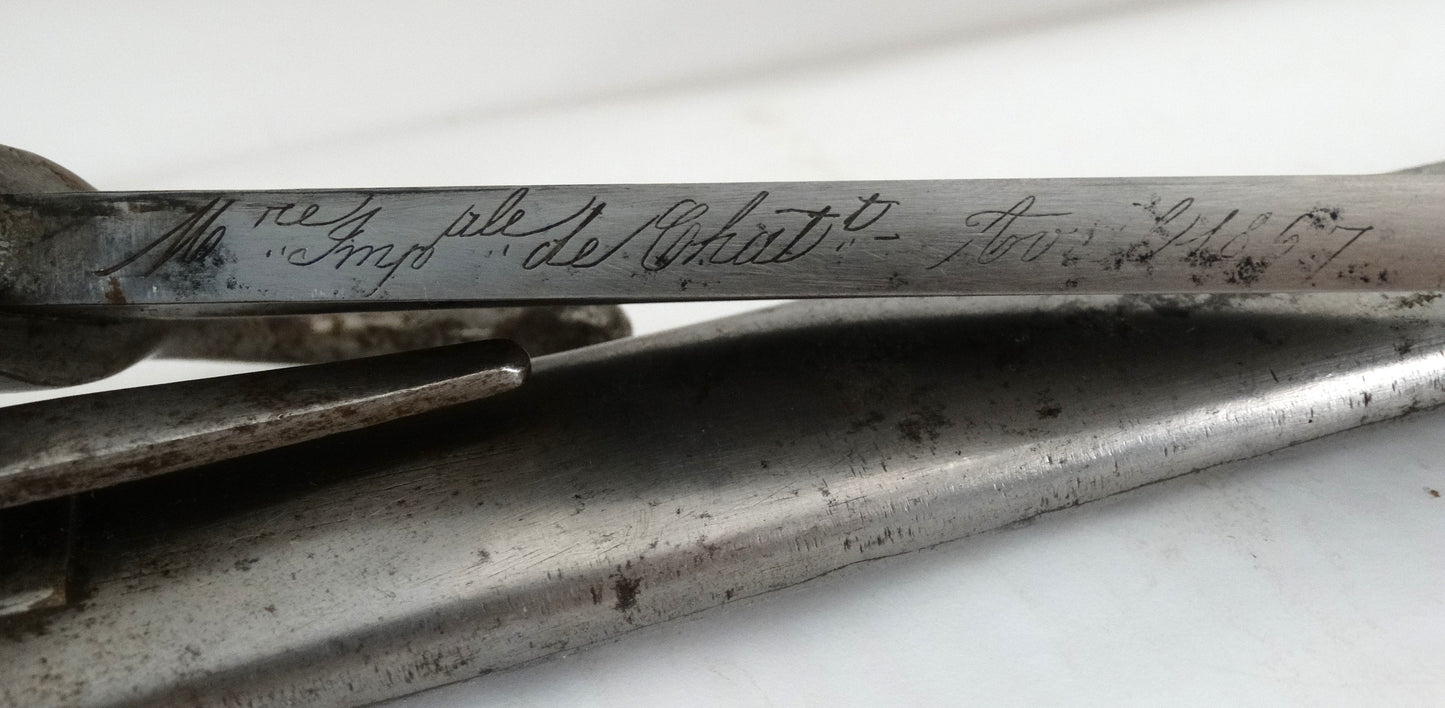 Baïonnette Chassepot Modèle 1866 Châtellerault 1867 | Prise de guerre allemande.
Zoom marquage plat de lame