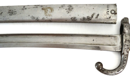 Baïonnette Chassepot Modèle 1866 Châtellerault 1867 | Prise de guerre allemande.
Zoom lame et fourreau face B1