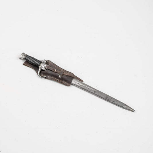 FRANCE. Modified Model 1892 Bayonet - With metal scabbard and leather gusset