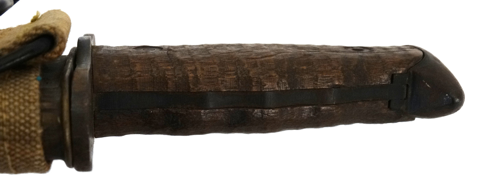 Bolo US Model 1917 PLUMB PHILA 1918 | Couteau de tranchée WWI.
Zoom manche de face.