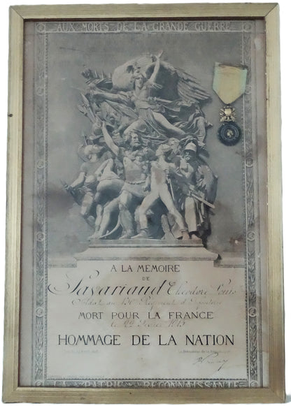 Diplôme d'honneur avec médaille militaire 1916