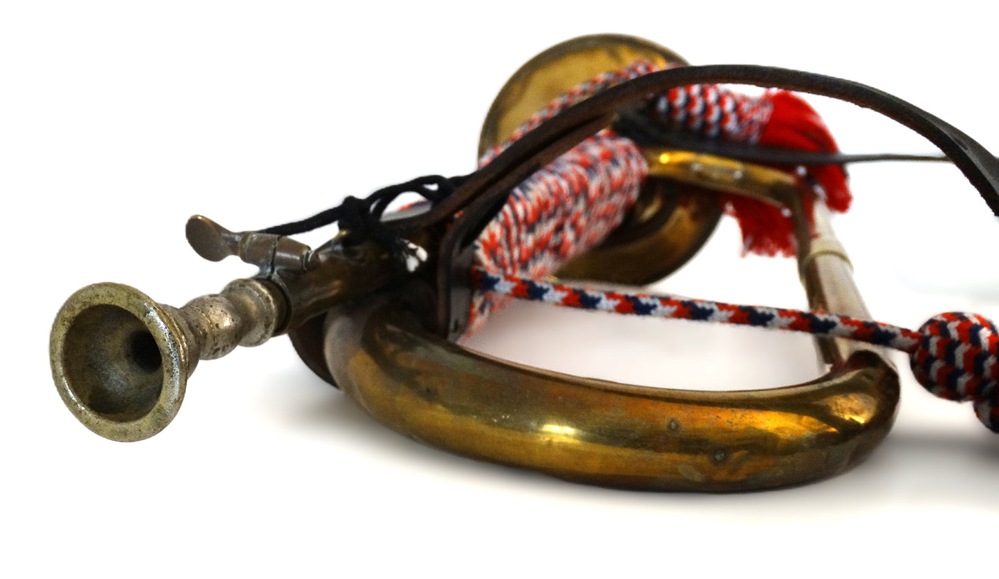 FRANCE. Clairon militaire français en laiton – Lecomte & Cie Paris – instrument de fanfare militaire ancien