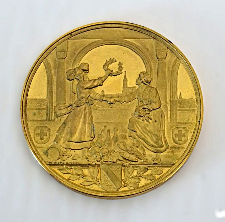 Coffret Medaille pour service rendu - Restauration militaire - Strasbourg 1900.
Face A