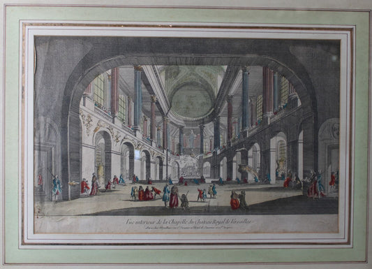 Estampe Vue intérieur de la chapelle du château Royale de Versailles 