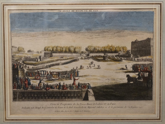 Estampe ancienne : « Vue perspective de la Place Louis XV à Paris » Zoom image