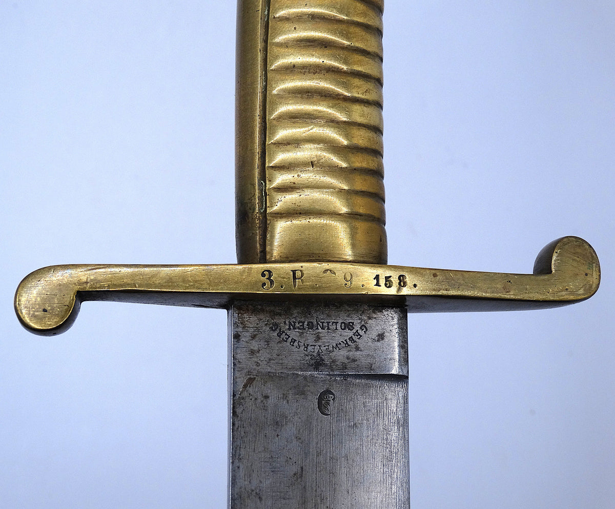 Faschinenmesser modèle 1845 – Sabre court militaire.
Zoom sur marquage et poinçons 