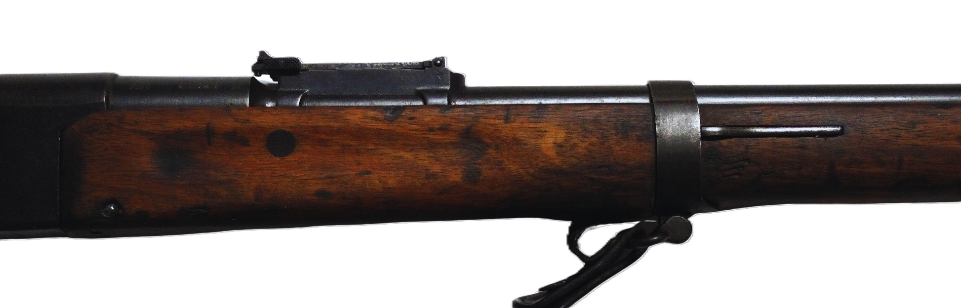 Fusil Lebel Modèle 1886-93 – Calibre d’origine 8×51 R – Manufacture de Tulle (1920).
Vue Longuesse et hausse coté droit.
