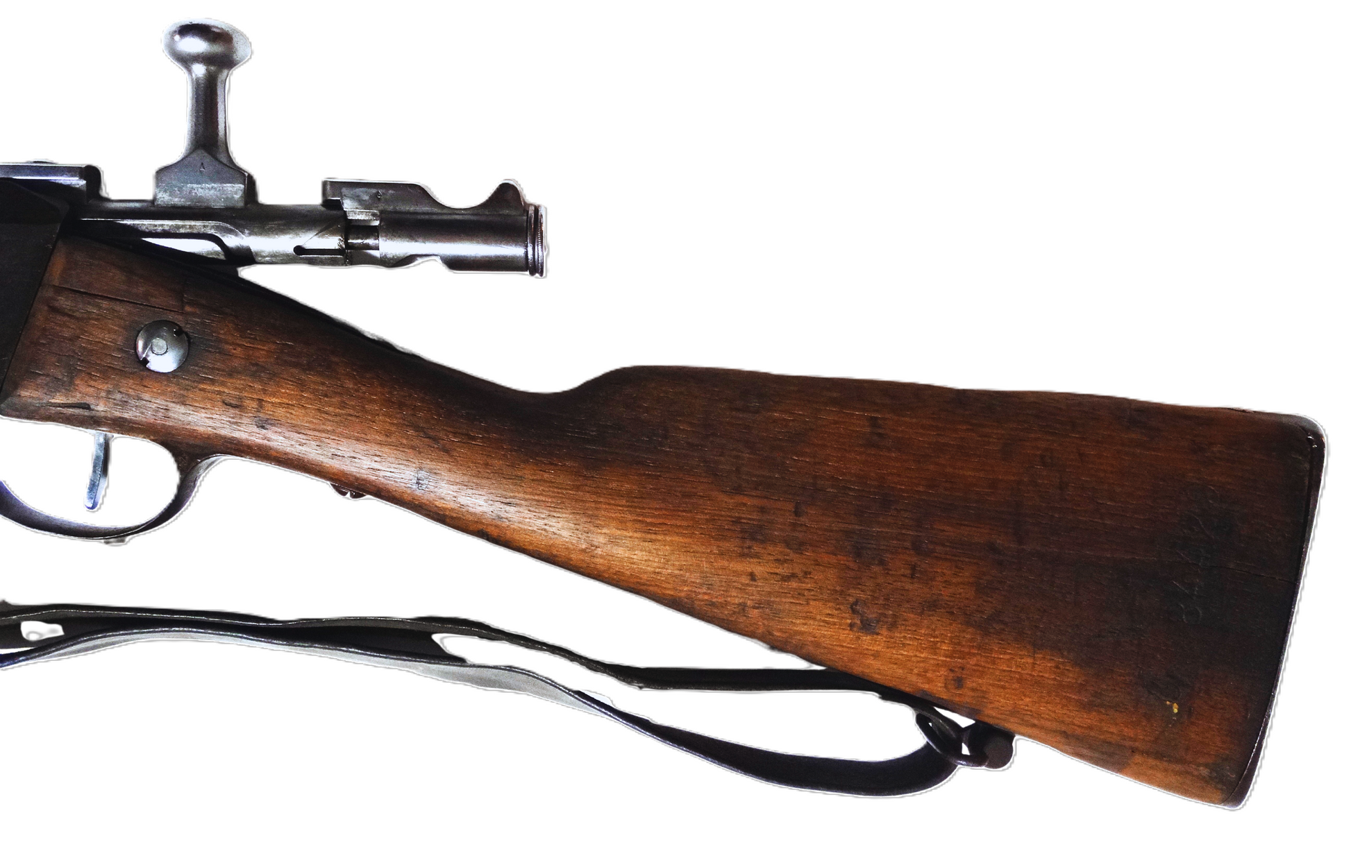 Fusil Lebel Modèle 1886-93 – Calibre d’origine 8×51 R – Manufacture de Tulle (1920).
Vue Crosse coté gauche.