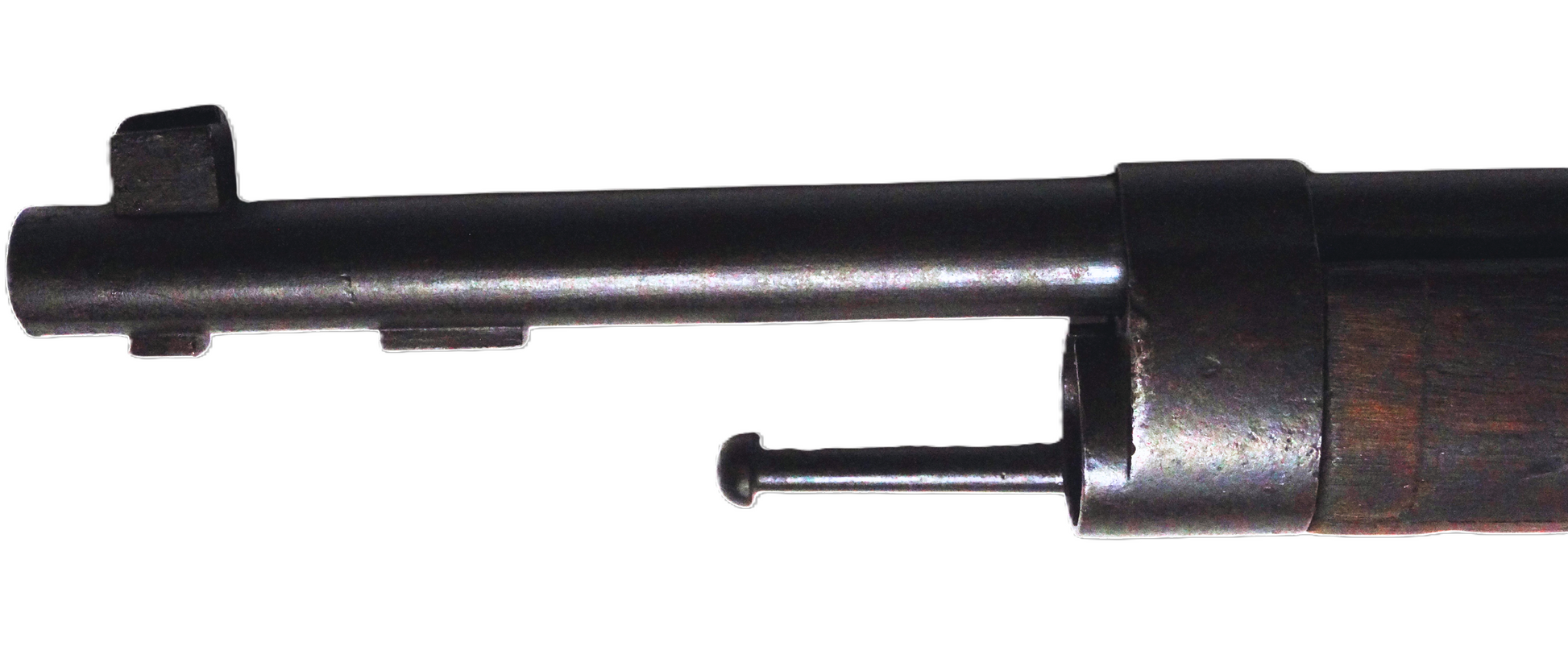 Fusil Lebel Modèle 1886-93 – Calibre d’origine 8×51 R – Manufacture de Tulle (1920).
Vue canon coté gauche et rail baïonnette pour rosalie.