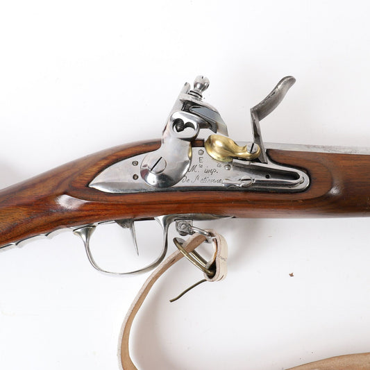 Zoom  sur platine du Fusil Modèle 1777 corrigé An IX – Réplique.