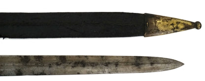 Glaive pompier modèle 1831 avec fourreau. Zoom sur  pointe de lame et fourreau coté droit.
