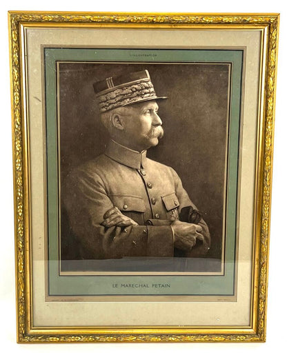 Gravure d’époque représentant le Maréchal Pétain 1919. Vue intégrale.