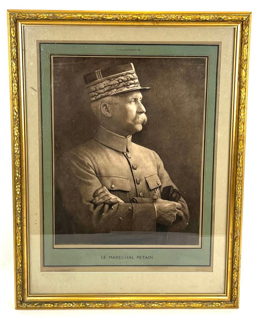 Gravure d’époque représentant le Maréchal Pétain 1919. Vue intégrale.