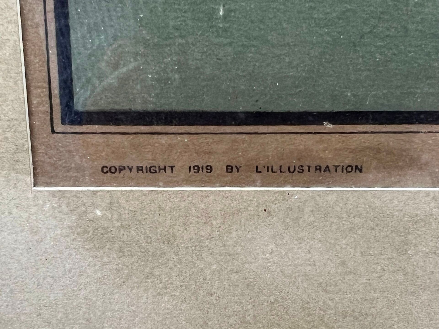 Gravure d’époque représentant le Maréchal Pétain 1919. Zoom sur copyright 1919.