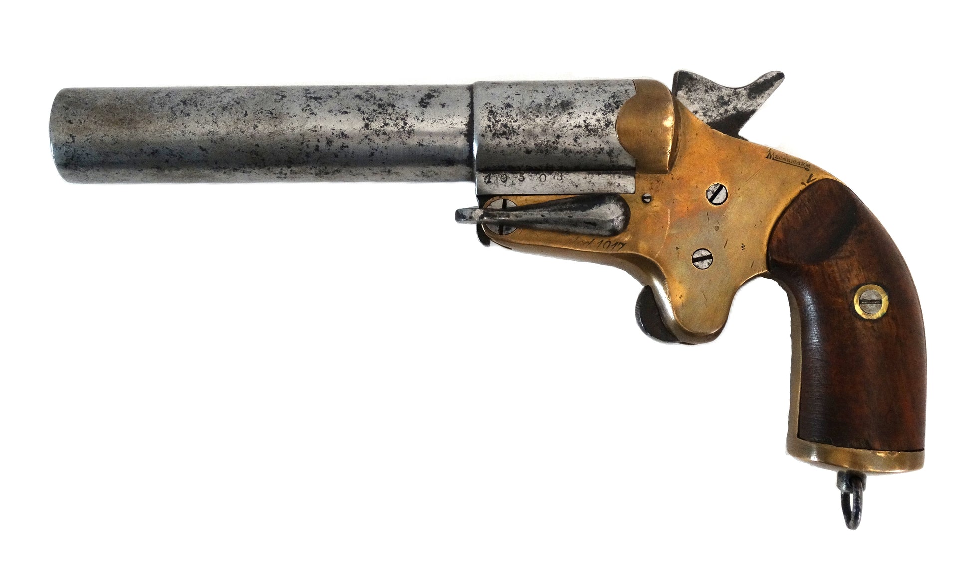 Lance-fusée long Mle 1917 Mecanicarm – WW1 France.
Vue intégral coté gauche.