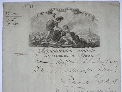 Lettre de l’Administration centrale de l’Ourthe  Révolution.
Zoom sur entête 