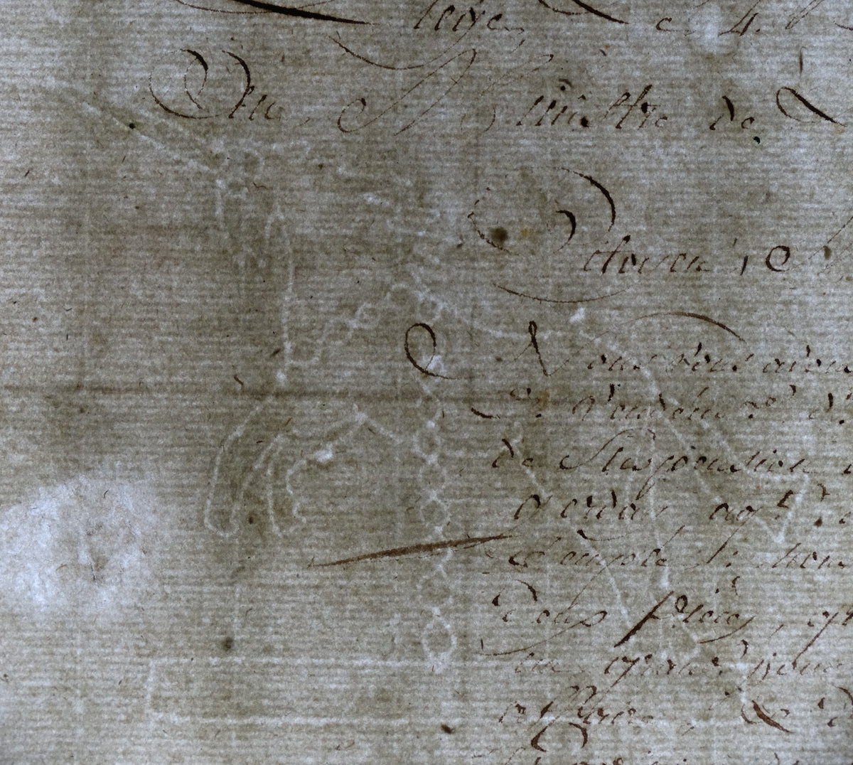 Lettre de l’Administration centrale de l’Ourthe  Révolution.
Zoom sur filigrane du papier