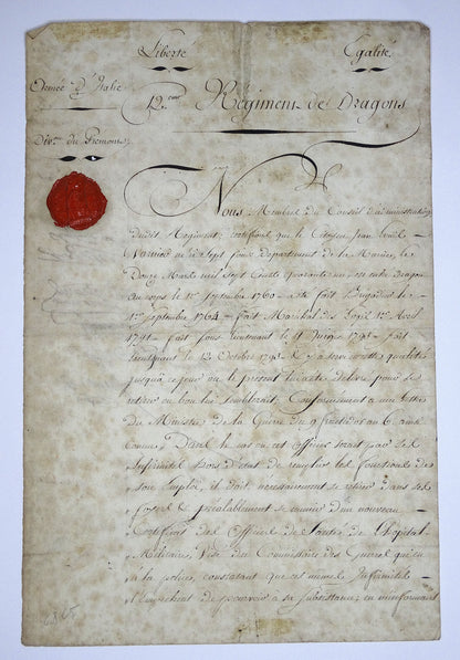 Lettre de l’Armée d’Italie approuvée par Grouchy | Révolution.
Vue intégrale de face.