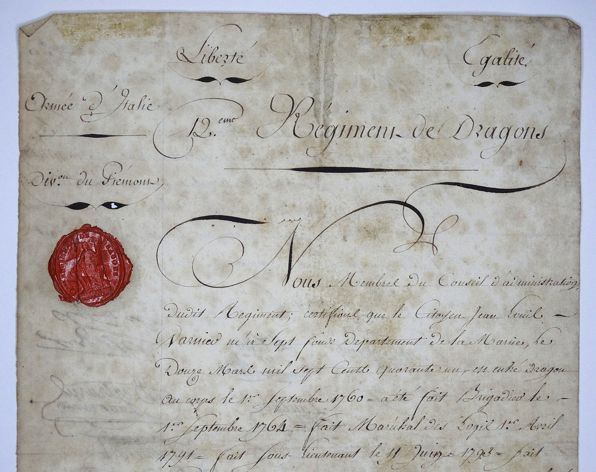 Lettre de l’Armée d’Italie approuvée par Grouchy | Révolution.
Zoom sur entête 