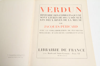 Livre "Verdun 1914-1918" - Édition de 1934.
Vue 1ere page.