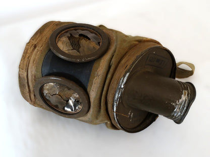 Masque à gaz Défense passive Schneider-Poelman France 1938-1940.
Vue de face.