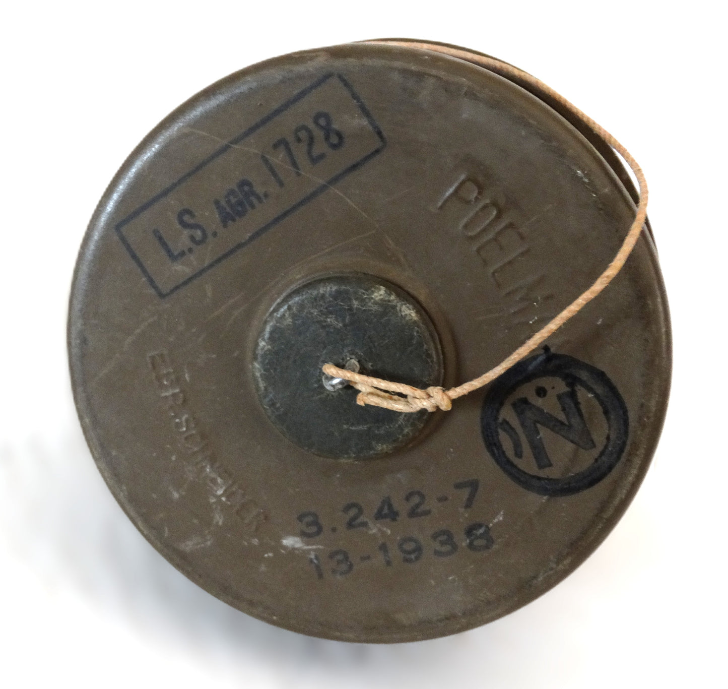 Masque à gaz Défense passive Schneider-Poelman France 1938-1940.
Cartouche neuve du dessous.