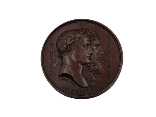 FRANCE. Médaille commémorative – Alliance Franco-Saxonne – 1806 Napoleon et Charlemagne Recto