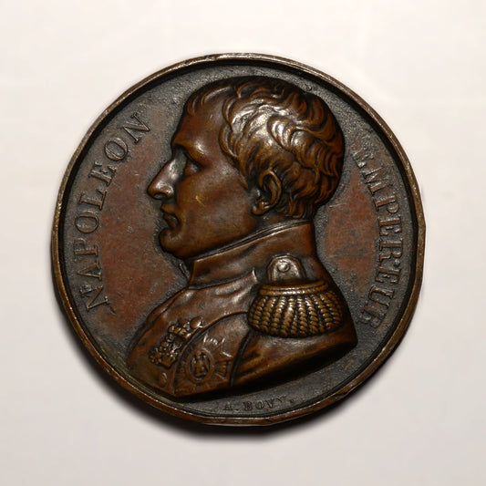 Médaille du mémorial de St-Hélène - Napoléon Ier. Vue de face. signée BOVY.