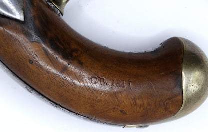 Pistolet An XIII Saint-Étienne 1811 | Pistolet réglementaire Premier Empire.
Zoom sur marquage crosse