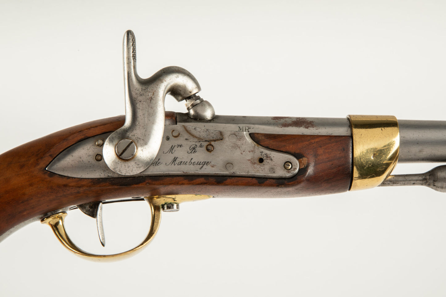 Pistolet de cavalerie Modèle 1816 T bis daté 1821  Transformation réglementaire 1861.
Zoom sur platine
